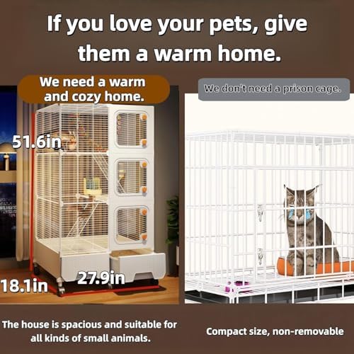 Large Multi-Level Small Animal Metal Cage Indoor Play Pen, Suitable for Ferrets, Squirrels, Guinea Pigs, Rabbits, Cats, Mice, Sugar Gliders Small Animal House and Enclosure (27.9" Lx 18.1" W x51.6 H) - Image 5
