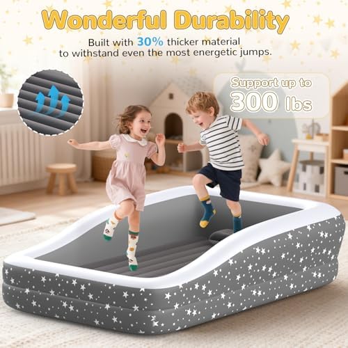 Deeteck leak proof toddler bed frame showing the thick puncture resistant polyvinyl chloride base