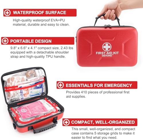 Compact emergency kit with detachable shoulder strap for travel safety