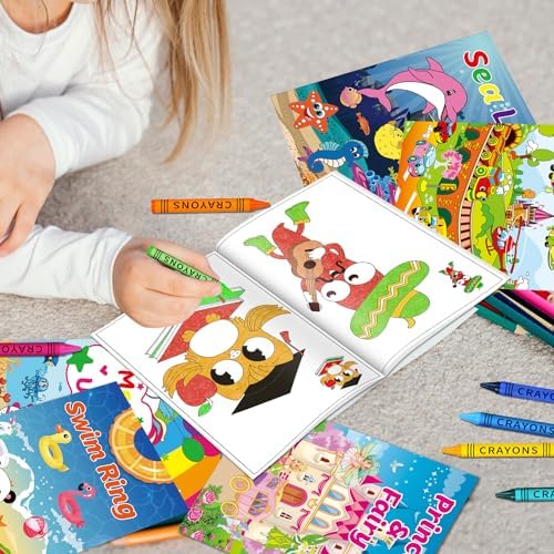 Side angle view of Kalysky toddler coloring books highlighting the compact travel friendly design.