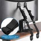 Perlesmith earthquake resistant television anchor straps installed on the back of a large flat screen