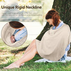 Nursing cover used as a sun canopy on a baby stroller