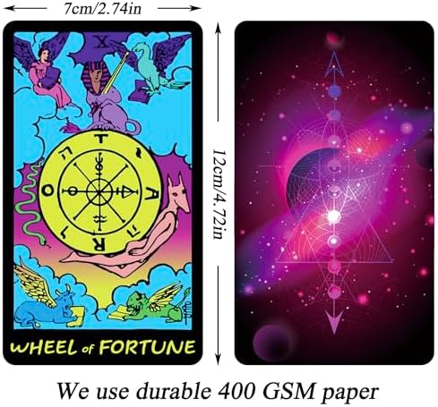 Vibrant neon illustration on Jrskvaro tarot card box
