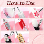 Ciwanning manicure tools arranged on marble palette