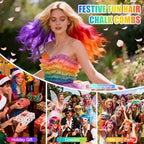 The eight individual colored hair chalk combs in a row