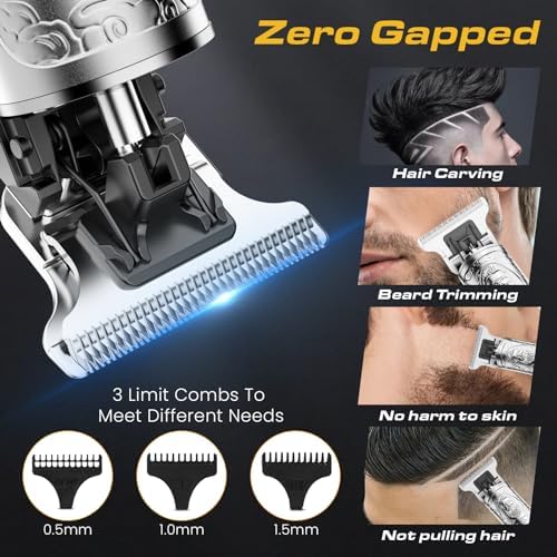 Fannas beard trimmer for men showing active LCD battery display screen