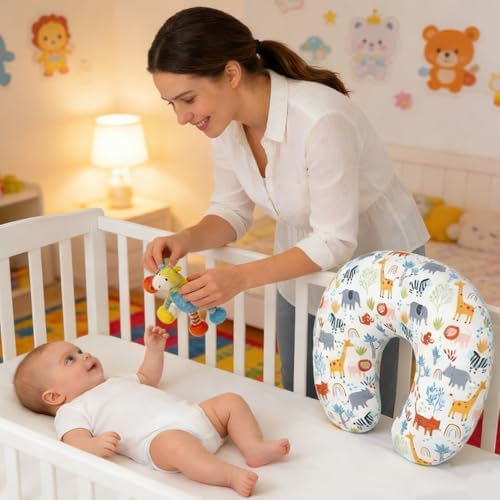 Top down view of colorful pattern options for Winmany baby pillow slipcover