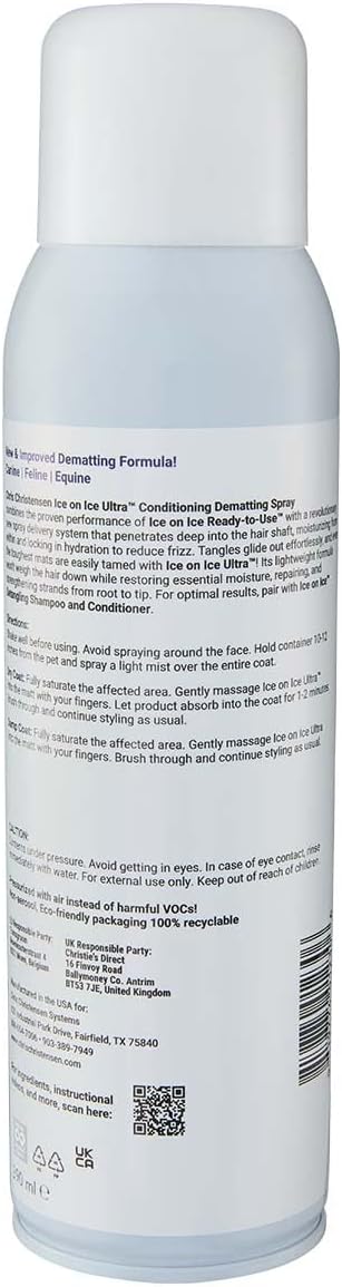 Chris Christensen detangling spray canister showcasing lightweight formula benefits