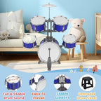 CHADRIGIVS five piece jazz drum toy with stool and pedal view