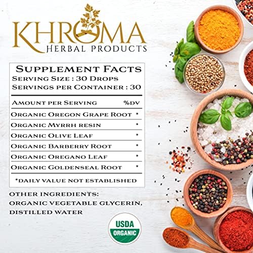 Khroma Herbs Yeast X organic anti yeast supplement certified organic label