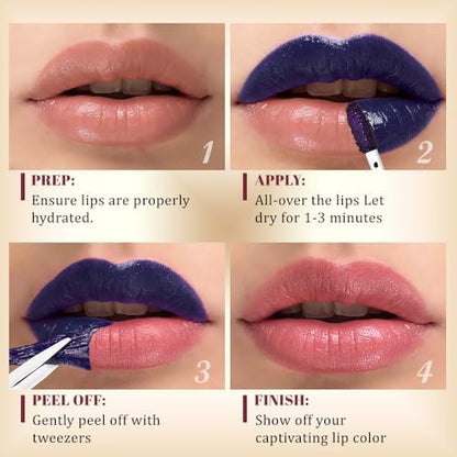 Kaely Warm Rose Lip Stain Peel Off Masque, Long Lasting Waterproof Smudge Proof Lip Tint, Non-Transfer Semi Permanent Lipliner Tattoo with Tweezer, Matte Finish, Vegan & Cruelty-Free, 01 - Image 7