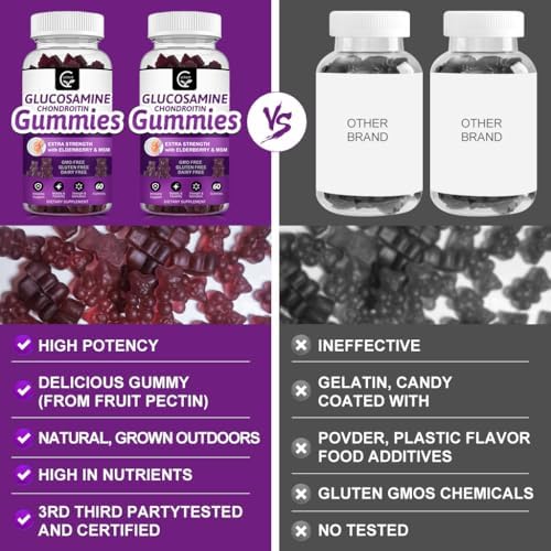 Glucosamine Chondroitin Gummies with MSM & Elderberry Extra Strength - Flexibility Support, Antioxidant Immune Support Supplement for Adults, Men & Women - 60 Chondroitin Gummies (2 Pack) - Image 7
