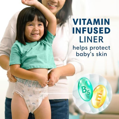 Demonstration of the convenient easy tear sides on the Pampers Pure Protection training pants.