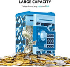 Close up view of the top coin entry slot and the central rotating door handle on the Vcertcpl personal cash vault.