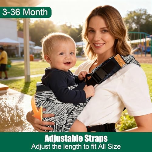 Close up of the adjustable shoulder strap buckle on the Yemyig portable toddler carrier
