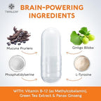 Close up of the 1000 milligram proprietary blend label on the USA imported brain supplement