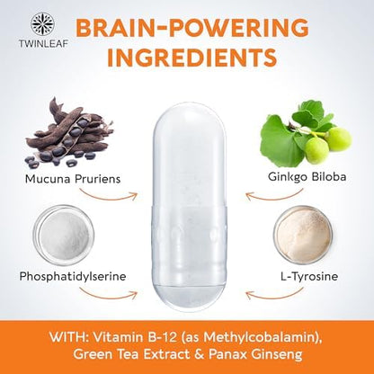 Twinleaf Dopamine Brain Food USA imported capsule bottle standing upright