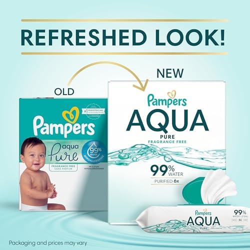 Pampers Baby Wipes Aqua Pure, 99% water-based wipes, Hypoallergenic and Unscented Baby Wipes, 672 Wipes Total (12 Flip-Top Packs) - Image 3