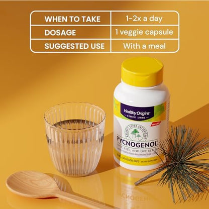 Healthy Origins Pycnogenol 60 veggie caps for joint health and skin elasticity