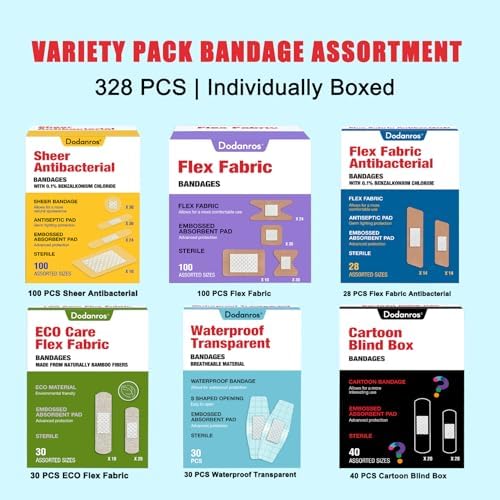 Flexible fabric and sheer antibacterial medical adhesive bandages close up view.