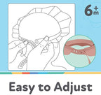 Close-up details of the premium phthalate-free material on the Nuby toddler bath hat.
