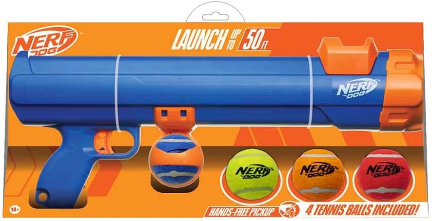 Nerf Dog Tennis Ball Blaster Dog Toy Gift Set, Tennis Ball Dog Fetch Toy Launches up to 50 ft, Dog Ball Thrower for All Breeds Includes Green Tennis Ball Launcher and 3 Dog Tennis Balls - Image 9