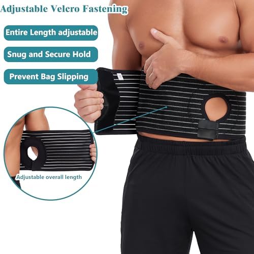 Back view of the PAZ WEAN parastomal support belt illustrating the wide seven point five inch coverage for complete lower back and abdominal stability.
