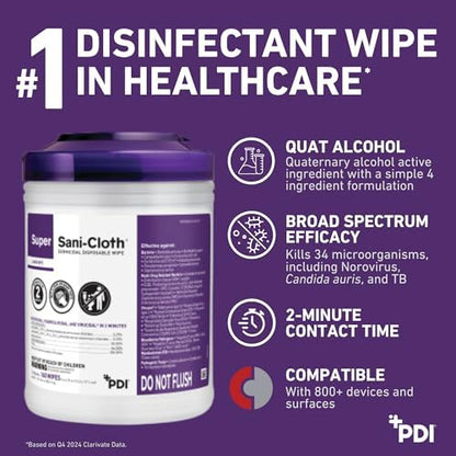 X-Large 5x8 inch disinfecting wipes being pulled from the canister.