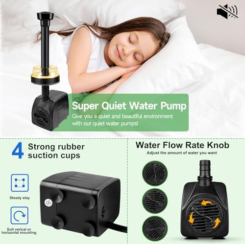 Waterproof LED lights illuminating outdoor garden water fountain at night