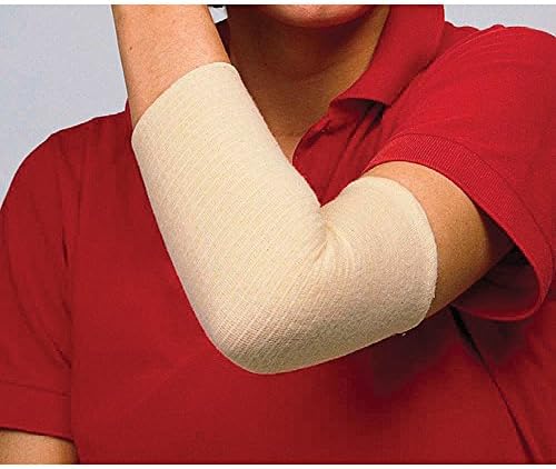 Close up of the white elasticated tubular stockinette texture for skin-friendly limb support.