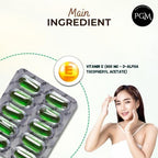 Evion Vitamin E supplement box and capsule arrangement