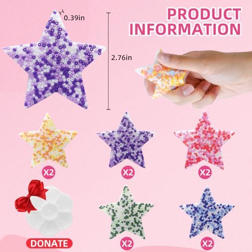 Close up of the star shaped skin picking fidget toy highlighting embedded colorful letter beads for anxiety relief.