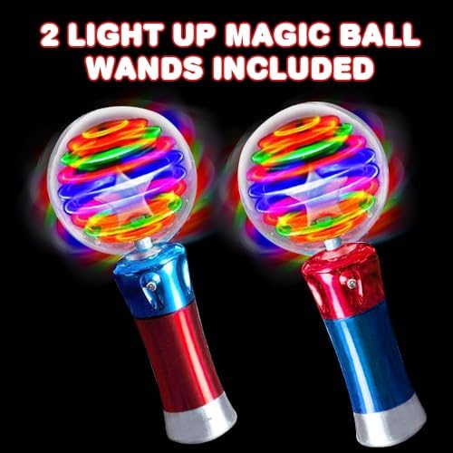 Two ArtCreativity magic wands with spinning light effects activated