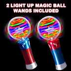 Two ArtCreativity magic wands with spinning light effects activated