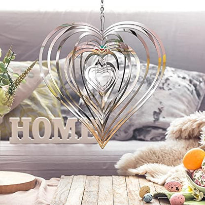 Heart and water drop shape metal wind spinners