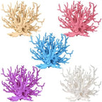 Vibrant multicolored faux coral plants for fish tank decoration showing realistic marine textures