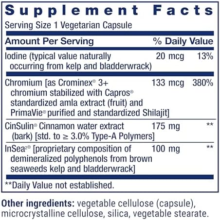 Life Extension CinSulin vegetarian capsules for healthy blood sugar maintenance
