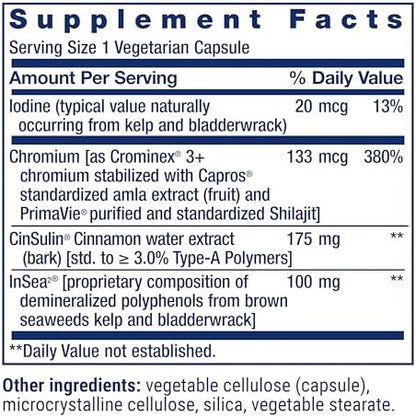 Life Extension CinSulin vegetarian capsules for healthy blood sugar maintenance