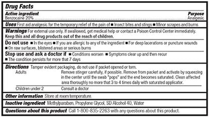 Sting relief applicator for fast itching and pain relief from bug bites