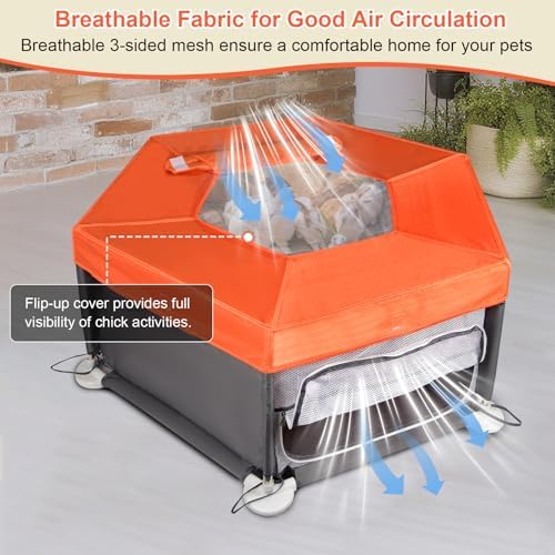 45"x45"x19.7" Sturdy Stainless Steel Frame Small Animal Playpen, Brooder Box for Chicks with Removable Roof & Bottom Pad for Easy Cleaning, Pet Playpen for Ducks, Kittens, Bunnies, Quails, Guinea Pigs - Image 5