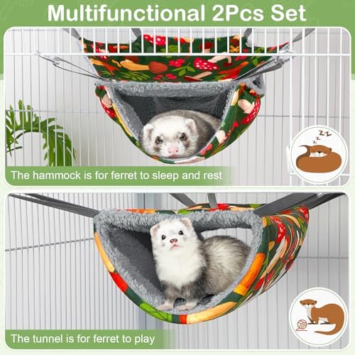 Bienbee small animal hideout bed set with green mushroom pattern print detail
