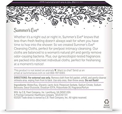 Summer's Eve Date Night wipes packaging showing gynecologist tested seal