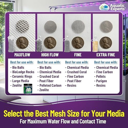 Aquatic Experts fine filter media bag secure drawstring closure mechanism close up