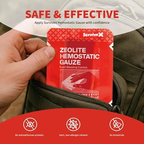 SurviveX imported emergency medical gauze pack ideal for tactical survival gear.
