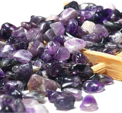 Wayber amethyst crystals inside a glass vase filler