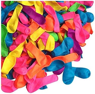 Inflated five to six inch colorful water balloons resting safely in a bucket