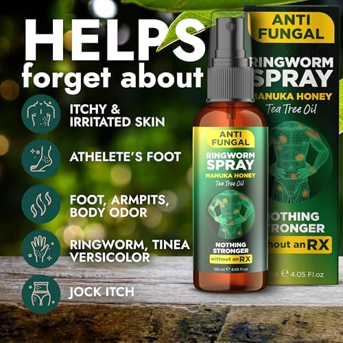 Antifungal spray for humans containing tea tree oil and manuka honey