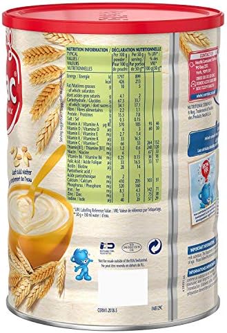 Nestle Cerelac infant cereal nutritional label details