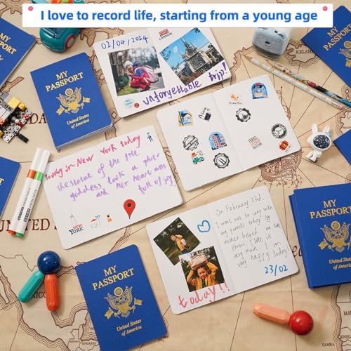 Children using blank travel journals for school geography project
