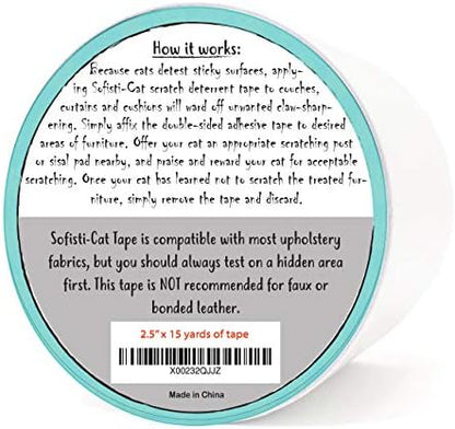 Double sided pet scratch deterrent tape preventing cat clawing on drapes